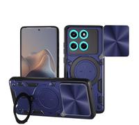 SEAHAI Coque pour Motorola Edge 70 Fusion, Style Cool PC + TPU Silicone Antichoc Armure Housse, Étui avec Métal Rotation Magnétique Support y Protection de la Caméra - Bleu