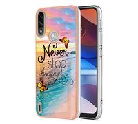 SEAHAI Coque pour Motorola Moto E7i Power/Moto E7 Power, Ultra Mince Élégant en Silicone Souple Motifs Colorés Coque Brillante Antichoc TPU Gel Etui Résistant - Papillon rêve