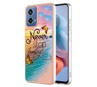 SEAHAI Coque pour Motorola Moto G34 5G / Moto G45 5G, Ultra Mince Élégant en Silicone Souple Motifs Colorés Coque Brillante Antichoc, TPU Gel Etui Résistant - Papillon rêve
