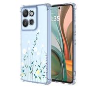 SEAHAI Coque pour Motorola Moto G75 5G, ultra fine en silicone souple avec dos transparent en TPU anti-chocs - Motif fleurs tendance et coloré - Jasmin