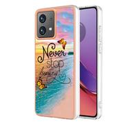 SEAHAI Coque pour Motorola Moto G84 5G, Ultra Mince Élégant en Silicone Souple Motifs Colorés Coque Brillante Antichoc, TPU Gel Etui Résistant - Papillon rêve