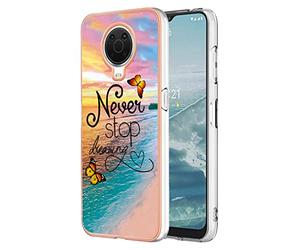 SEAHAI Coque pour Nokia G20 / Nokia G10, Ultra Mince Élégant en Silicone Souple Motifs Colorés Coque Brillante Antichoc, TPU Gel Etui Résistant - Papillon rêve