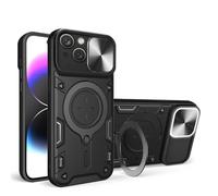 SEAHAI Coque pour OnePlus 15R, Style Cool PC + TPU Silicone Antichoc Armure Housse, Étui avec Métal Rotation Magnétique Support y Protection de la Caméra - Noir