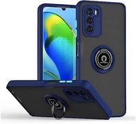SEAHAI Coque pour Oppo A16 / Oppo A16s / Oppo A54s, Givré Translucide Dur PC Housse Silicone TPU Bumper Très Mince Antichoc Étui Case avec 360 Degrés Rotation Bague, Bleu Royal