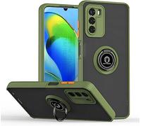 SEAHAI Coque pour Oppo A16 / Oppo A16s / Oppo A54s, Givré Translucide Dur PC Housse Silicone TPU Bumper Très Mince Antichoc Étui Case avec 360 Degrés Rotation Bague, Armée Verte