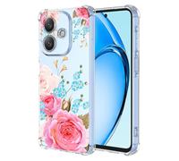 SEAHAI Coque pour Oppo A40 4G / Oppo A40M, Ultra Mince Élégant en Silicone Souple Fleurs Colorés Housse Brillante Antichoc, Transparent TPU Gel Étui - Pivoine