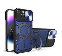 SEAHAI Coque pour Oppo A5X 5G/4G, Style Cool PC + TPU Silicone Antichoc Armure Housse, Étui avec Métal Rotation Magnétique Support y Protection de la Caméra - Bleu