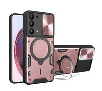 SEAHAI Coque pour Oppo A74 5G / Oppo A54 5G, Style Cool PC + TPU Silicone Antichoc Armure Housse, Étui avec Métal Rotation Magnétique Support y Protection de la Caméra - Or Rose