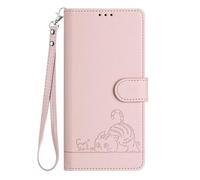 SEAHAI Coque pour Oppo A80 5G Étui Portefeuille, Mignon Chat Embossée Premium PU Cuir Flip Antichoc Housse avec Support/RFID Blocage/Fentes pour Cartes, Or Rose