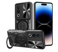 SEAHAI Coque pour Oppo A80 5G, Style Cool PC + TPU Silicone Antichoc Armure Housse, Étui avec Métal Rotation Magnétique Support y Protection de la Caméra - Noir