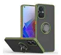 SEAHAI Coque pour Oppo Reno 8 Lite 5G / Oppo Reno 7 Lite, Givré Translucide Dur PC Housse Silicone TPU Bumper Très Mince Antichoc Étui Case avec 360 Degrés Rotation Bague, Armée Verte