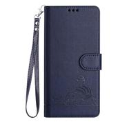 SEAHAI Coque pour Oukitel C58 Pro/Oukitel C58 Étui Portefeuille, Mignon Chat Embossée Premium PU Cuir Flip Antichoc Housse avec Support/RFID Blocage/Fentes pour Cartes, Bleu