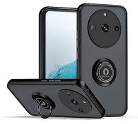 SEAHAI Coque pour Realme 11 Pro 5G / Realme 11 Pro+ Plus 5G, Givré Translucide Dur PC Housse Silicone TPU Bumper Très Mince Antichoc Étui Case avec 360 Degrés Rotation Bague, Noir