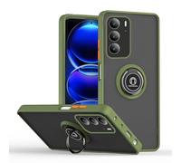 SEAHAI Coque pour Realme 14X 5G / Realme C75 4G, Givré Translucide Dur PC Housse Silicone TPU Bumper Très Mince Antichoc Étui Case avec 360 Degrés Rotation Bague, Armée Verte