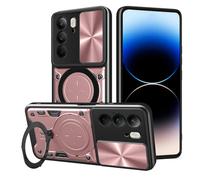 SEAHAI Coque pour Realme 14X 5G / Realme C75 4G, Style Cool PC + TPU Silicone Antichoc Armure Housse, Étui avec Métal Rotation Magnétique Support y Protection de la Caméra - Or Rose