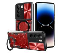 SEAHAI Coque pour Realme 14X 5G / Realme C75 4G, Style Cool PC + TPU Silicone Antichoc Armure Housse, Étui avec Métal Rotation Magnétique Support y Protection de la Caméra - Rouge