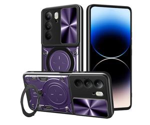 SEAHAI Coque pour Realme 14X 5G / Realme C75 4G, Style Cool PC + TPU Silicone Antichoc Armure Housse, Étui avec Métal Rotation Magnétique Support y Protection de la Caméra - Violet foncé