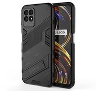 SEAHAI Coque pour Realme 8i, Double Couche Renforcée Défense TPU Silicone Antichoc Armure Protection Housse, Étui avec Invisible Bracket et Support pour Realme 8i - Noir