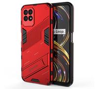 SEAHAI Coque pour Realme 8i, Double Couche Renforcée Défense TPU Silicone Antichoc Armure Protection Housse, Étui avec Invisible Bracket et Support pour Realme 8i - Rouge