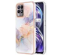 SEAHAI Coque pour Realme 8i, Ultra Mince Élégant en Silicone Souple Motifs Colorés Coque Brillante Antichoc, TPU Gel Etui Résistant pour Realme 8i - Blanc marbré