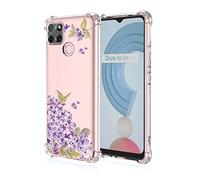 SEAHAI Coque pour Realme C21Y / Realme C25Y, Ultra Mince Élégant en Silicone Souple Motifs Colorés Housse Brillante Antichoc, Transparent TPU Gel Étui - Fleurs de Cerisier