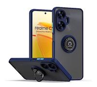 SEAHAI Coque pour Realme C33 / Realme C30, Givré Translucide Dur PC Housse Silicone TPU Bumper Très Mince Antichoc Étui Case avec 360 Degrés Rotation Bague, Bleu Royal