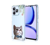 SEAHAI Coque pour Realme C63 4G / Realme C61, Ultra Mince Élégant en Silicone Souple Fleurs Colorés Housse Brillante Antichoc, Transparent TPU Gel Étui - Chat