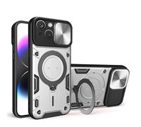 SEAHAI Coque pour Realme C85 4G/5G/ Realme 15X, Style Cool PC + TPU Silicone Antichoc Armure Housse, Étui avec Métal Rotation Magnétique Support y Protection de la Caméra - Argenté