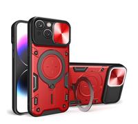 SEAHAI Coque pour Realme C85 4G/5G/ Realme 15X, Style Cool PC + TPU Silicone Antichoc Armure Housse, Étui avec Métal Rotation Magnétique Support y Protection de la Caméra - Rouge