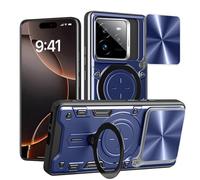 SEAHAI Coque pour Realme GT 7 Pro 5G, Style Cool PC + TPU Silicone Antichoc Armure Housse, Étui avec Métal Rotation Magnétique Support y Protection de la Caméra - Bleu