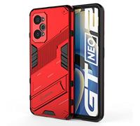 SEAHAI Coque pour Realme GT Neo 3T 5G/Realme GT 2 5G/Realme GT Neo 2, Double Couche Renforcée Défense TPU Silicone Antichoc Armure Protection Housse, Étui avec Invisible Bracket et Support - Rouge