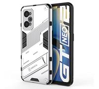 SEAHAI Coque pour Realme GT Neo 3T 5G/Realme GT 2 5G/Realme GT Neo 2, Double Couche Renforcée Défense TPU Silicone Antichoc Armure Protection Housse, Étui avec Invisible Bracket et Support - Blanc