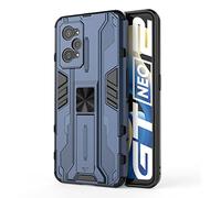 SEAHAI Coque pour Realme GT Neo 3T 5G/Realme GT 2 5G/Realme GT Neo 2, Double Couche Renforcée Défense TPU Silicone Antichoc Armure Protection Housse, Étui avec Bracket et Support - Bleu