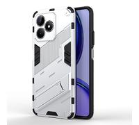 SEAHAI Coque pour Realme Note 50 / Realme C53 / Realme C51, Double Couche Renforcée Défense TPU Silicone Antichoc Armure Protection Housse, Étui avec Bracket et Support - Blanc