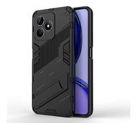 SEAHAI Coque pour Realme Note 50 / Realme C53 / Realme C51, Double Couche Renforcée Défense TPU Silicone Antichoc Armure Protection Housse, Étui avec Bracket et Support - Noir