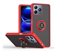 SEAHAI Coque pour Realme Note 50 / Realme C53 / Realme C51, Givré Translucide Dur PC Housse Silicone TPU Bumper Très Mince Antichoc Étui Case avec 360 Degrés Rotation Bague, Rouge