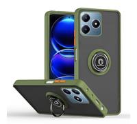 SEAHAI Coque pour Realme Note 50 / Realme C53 / Realme C51, Givré Translucide Dur PC Housse Silicone TPU Bumper Très Mince Antichoc Étui Case avec 360 Degrés Rotation Bague, Armée Verte