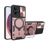 SEAHAI Coque pour Realme Note 50 / Realme C53 / Realme C51, Style Cool PC + TPU Silicone Antichoc Armure Housse, Étui avec Métal Rotation Magnétique Support y Protection de la Caméra - Or Rose