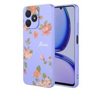 SEAHAI Coque pour Realme Note 50 / Realme C53 / Realme C51, Très Mince Silicone Liquide Gel Souple Housse avec Modèle Animal de Fleurs Mignonnes, Élégant Matte TPU Bumper Antichoc Étui - Violet S11