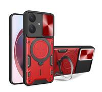 SEAHAI Coque pour Realme Note 60, Style Cool PC + TPU Silicone Antichoc Armure Housse, Étui avec Métal Rotation Magnétique Support y Protection de la Caméra - Rouge