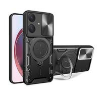 SEAHAI Coque pour Realme Note 60, Style Cool PC + TPU Silicone Antichoc Armure Housse, Étui avec Métal Rotation Magnétique Support y Protection de la Caméra - Noir
