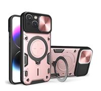 SEAHAI Coque pour Realme Note 70T, Style Cool PC + TPU Silicone Antichoc Armure Housse, Étui avec Métal Rotation Magnétique Support y Protection de la Caméra - Or Rose