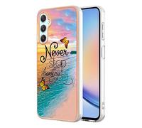 SEAHAI Coque pour Samsung Galaxy A14 4G, Ultra Mince Élégant en Silicone Souple Motifs Colorés Coque Brillante Antichoc, TPU Gel Etui Résistant - Papillon rêve