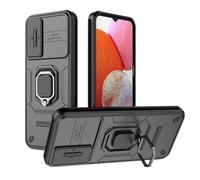 SEAHAI Coque pour Samsung Galaxy M15 5G, Très Mince Renforcée Bumper TPU + Dur PC Silicone Antichoc Armure Housse, Étui avec Protection de la Caméra et Rotation Bague Soutien - Noir