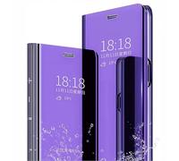 SEAHAI Coque pour Samsung Galaxy S25 Edge, Élégant Mirror Smart View Standing Flip Etanche Ultra Mince Antichoc Anti-Rayures Coque Etui Housse - Bleu Violet