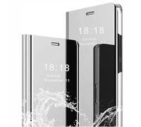 SEAHAI Coque pour Samsung Galaxy S25 Edge, Élégant Mirror Smart View Standing Flip Etanche Ultra Mince Antichoc Anti-Rayures Coque Etui Housse - Argent