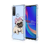 SEAHAI Coque pour TCL 20R 5G (TCL 20 R 5G), Ultra Mince Élégant en Silicone Souple Motifs Colorés Housse Brillante Antichoc, Transparent TPU Gel Étui - Chiot Rose