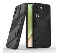SEAHAI Coque pour Vivo V40 SE 5G, Double Couche Renforcée Défense TPU Silicone Antichoc Armure Protection Housse, Étui avec Bracket et Support, Noir