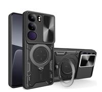 SEAHAI Coque pour Vivo V40 SE 80W, Style Cool PC + TPU Silicone Antichoc Armure Housse, Étui avec Métal Rotation Magnétique Support y Protection de la Caméra - Noir
