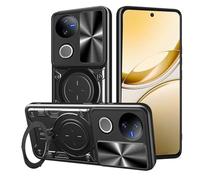 SEAHAI Coque pour Vivo V50 5G / Vivo V50e 5G, Style Cool PC + TPU Silicone Antichoc Armure Housse, Étui avec Métal Rotation Magnétique Support y Protection de la Caméra - Noir